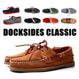 Men's Casual Genuine Leather Docksides Deck Lace Up Moccain Boat Shoes Loafers For Men Driving Fashion Women Shoes Wine Red