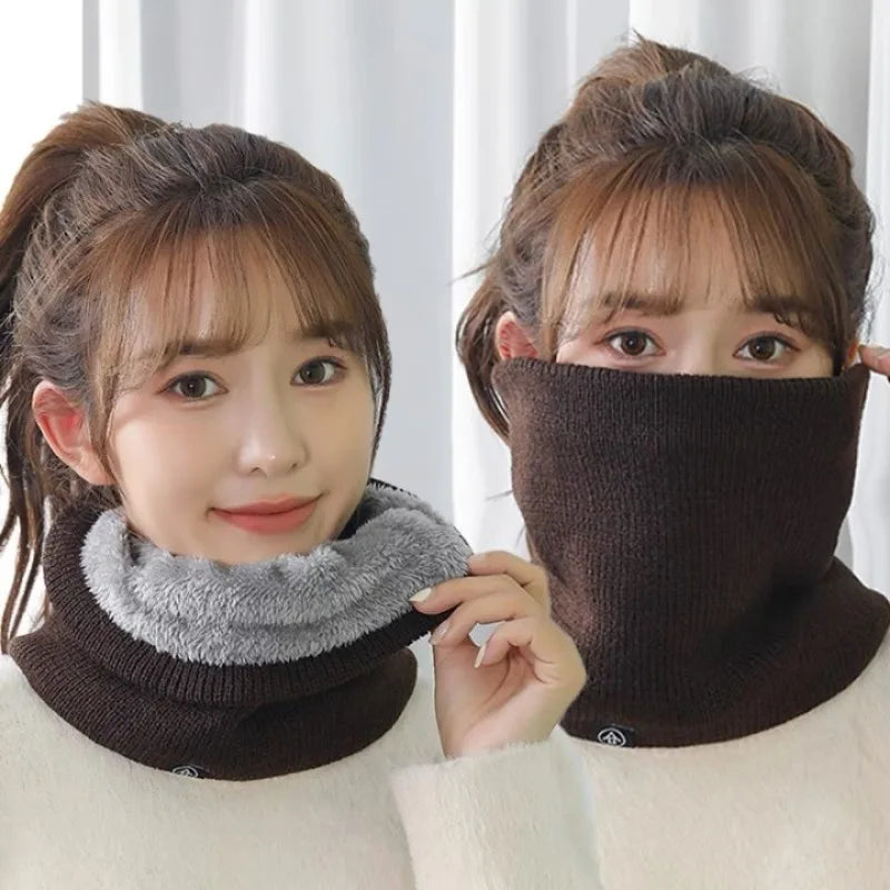 Solid Winter Plush Muffler Woolen Knitting for Women