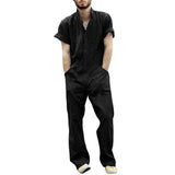 Work Jumpsuit for Men Cargo Pants Button Closure