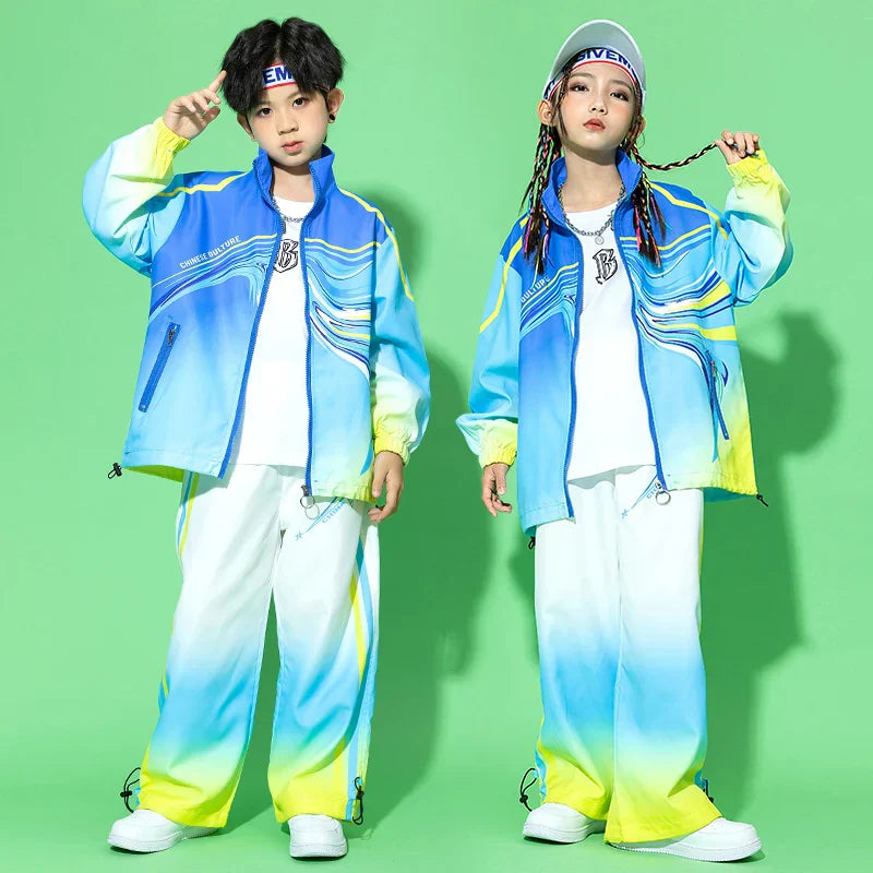 Kids Teenage Hip Hop Clothing Gradient Jacket Coat