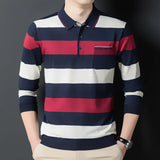 Autumn Winter Polo New Men's Clothing Loose Striped