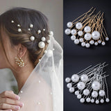 Fashion Metal U Shape Pearl Hairpin Clips Wedding