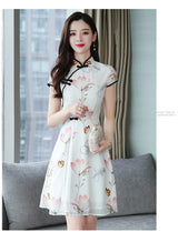 2023 Summer New Modern Improved Cheongsam Chiffon Printing