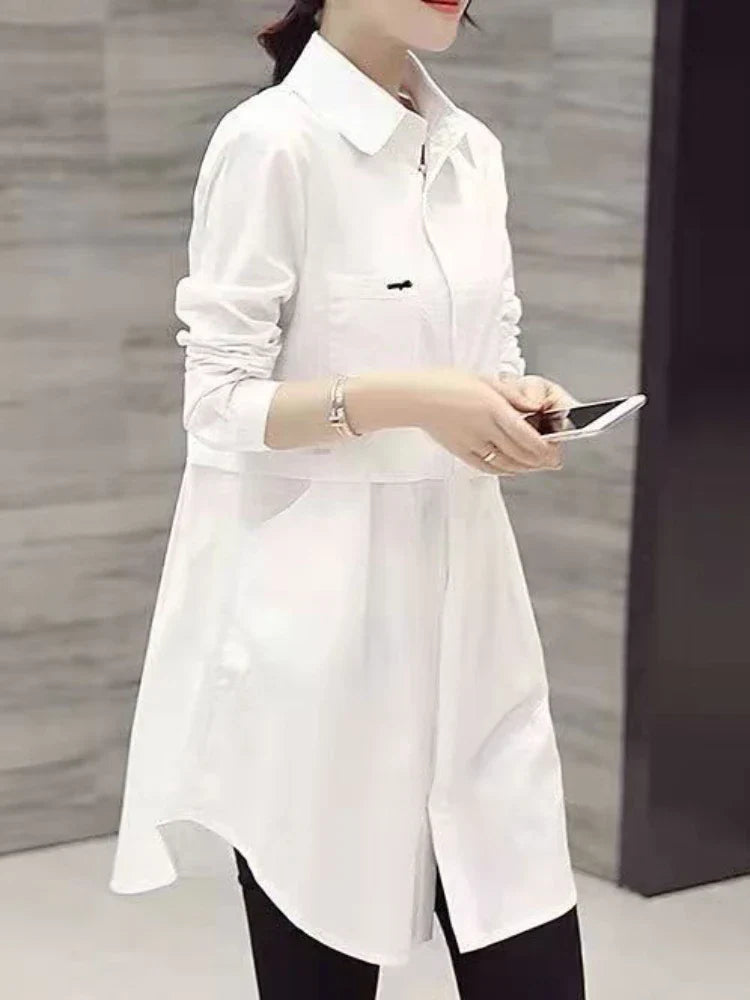 Plus Size New Korean Fashion Blouses Plaid Button