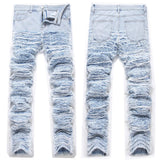 Rock punk style design Men Blue Printed Jeans