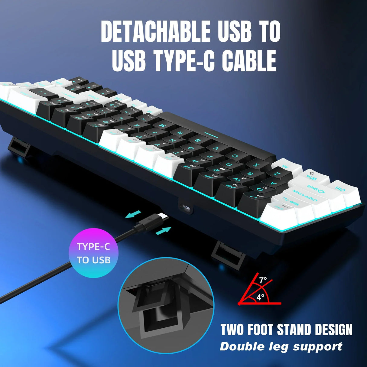 68 Keys Mechanical Keyboard Ergonomics RGB Backlit LED