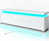 TV Stand with Power Outlet & LED Lights,