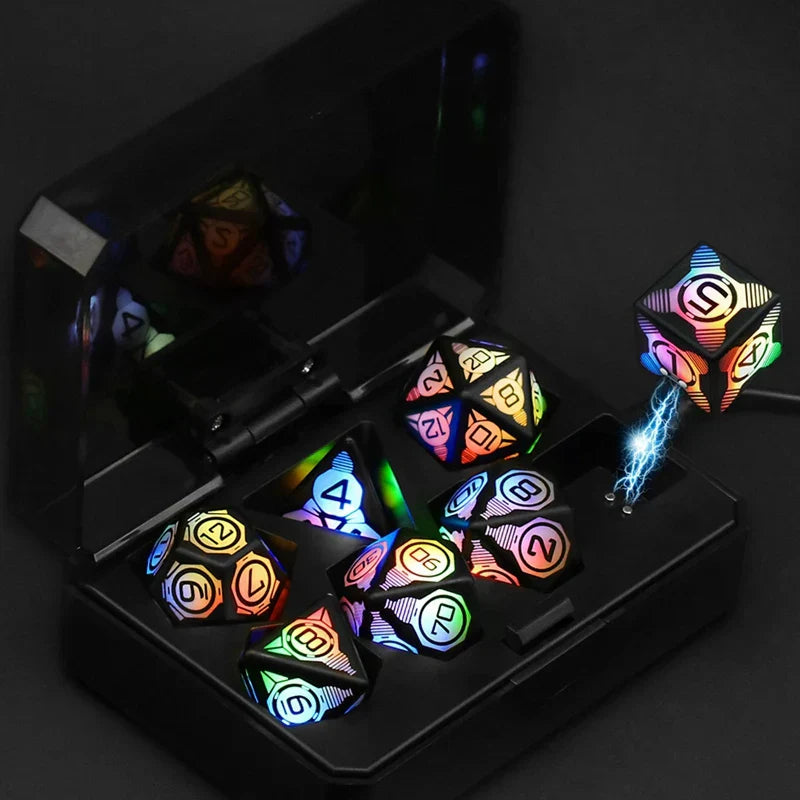 7Pcs Electronic Luminous LED Dice Set Multi Sided