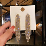 Fashion Statement Earring Long Full Rhinestone Big Earrings