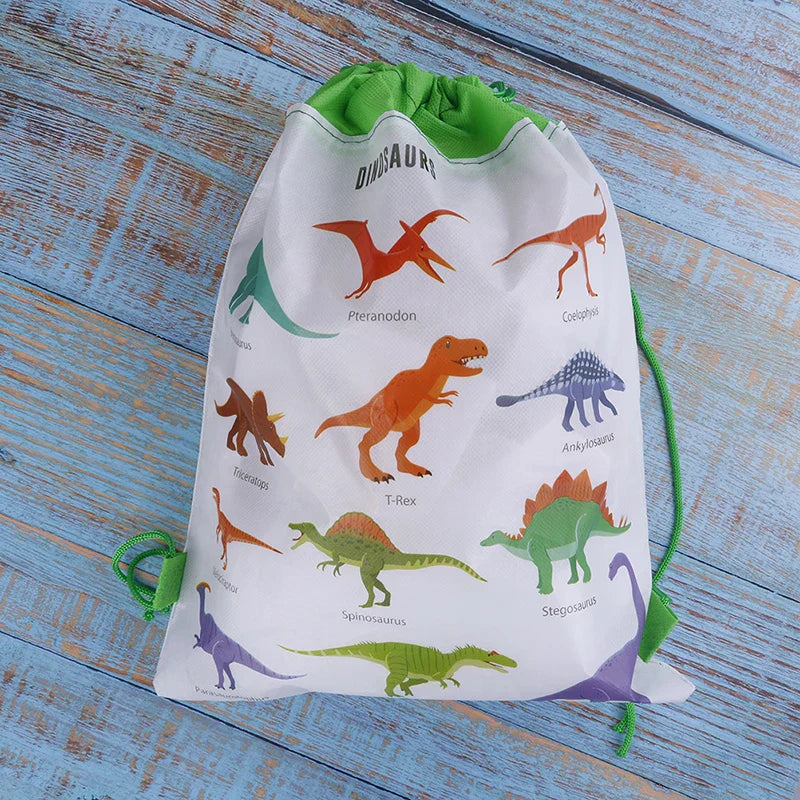 Cartoon Dinosaur Drawstring Bags Kids Drawstring Backpack Children Clothings Organizer Pouch Laundry Bag School Backpack