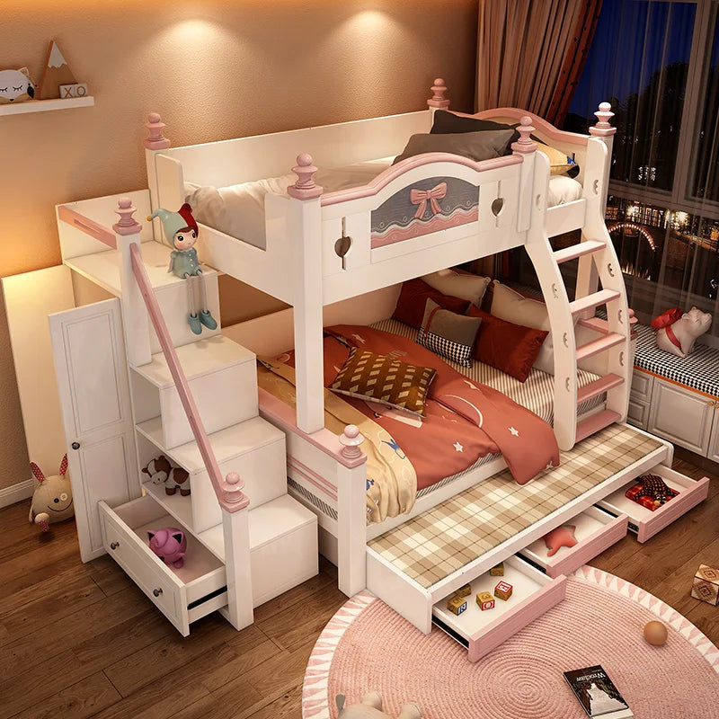 Solid wood bunk beds Two height adjustable beds