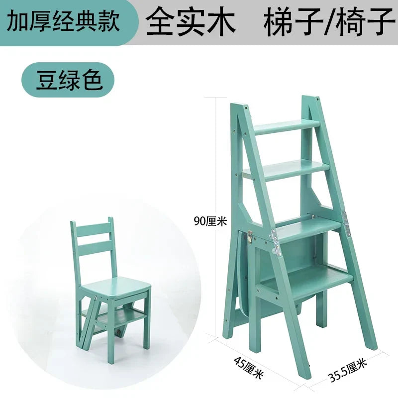 Indoor Climbing High Stools Kitchen Solid Wood Bold