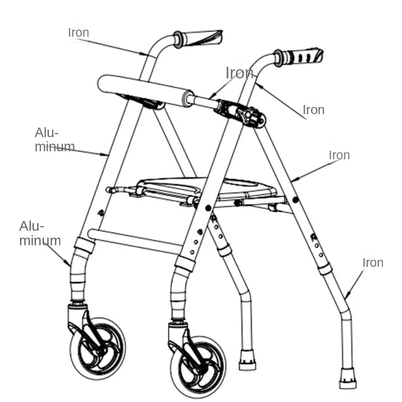 Height Adjustable Walkers for Elderly Hemiplegia Rehabilitation Mobility