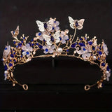 Handmade Bridal Pearl Rhinestone Crown Tiara Butterfly Floral