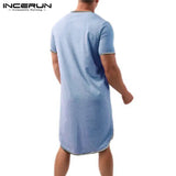 Fashion Men's Loose Sleepwear Casual Solid Nightgown INCERUN