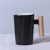 Nordic Wooden Handle Ceramic Porcelain Mug Coffee Cups
