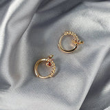 Harong Luxurious Copper Colorful Crystal Flower Hoop Earrings