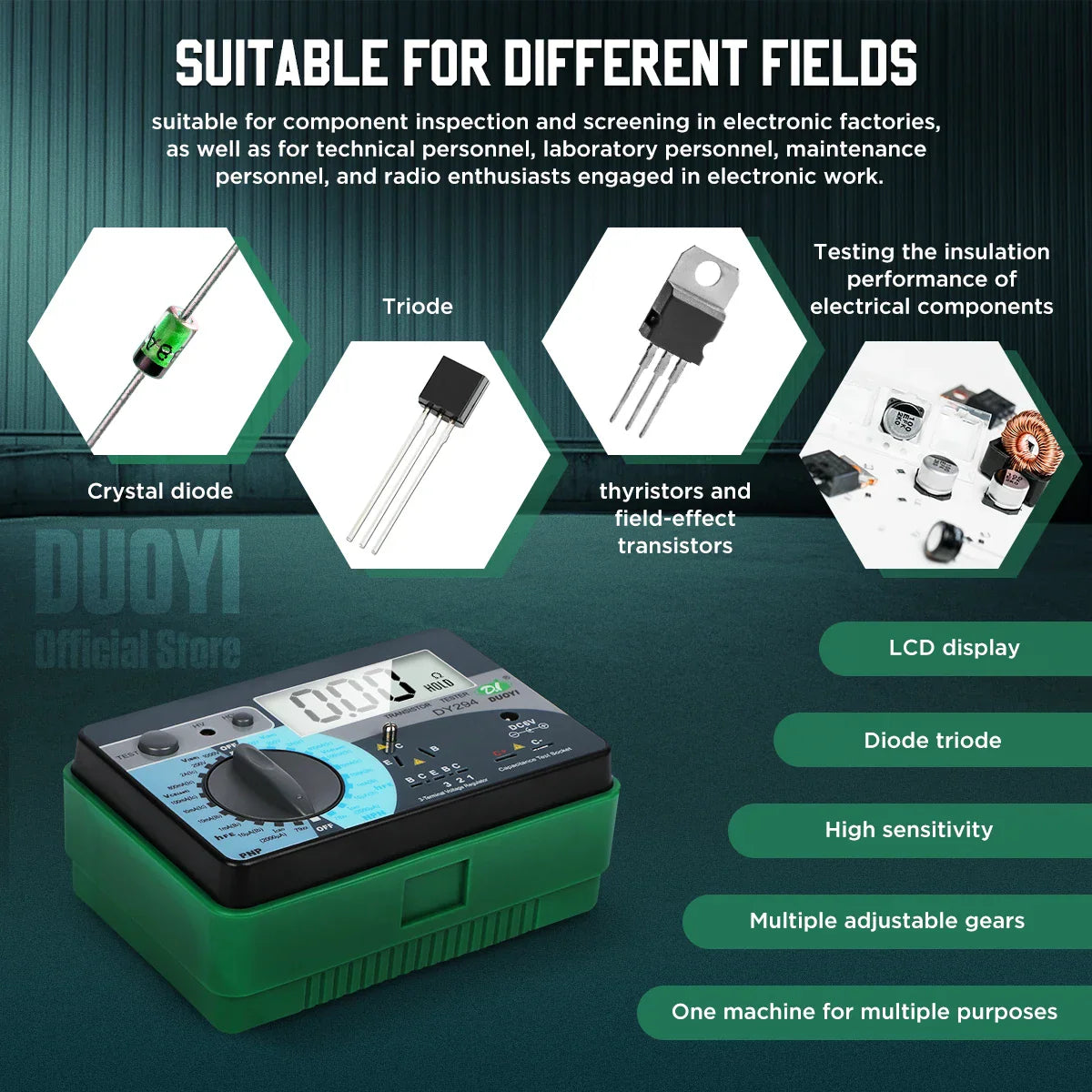 DUOYI DY294 Multifunction Digital Transistor Analyzer Tester Semiconductor