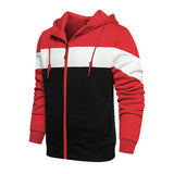 Fashion Mens Zip Up Hoodies Sweatshirts Patchwork Jumper