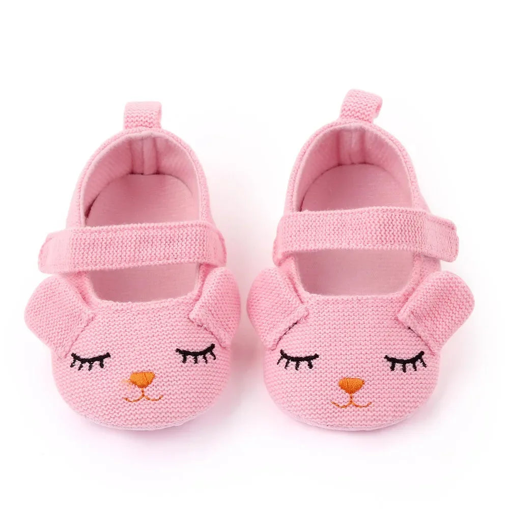 Baby Cute Smile Princess Shoes Solid Colour Knitted