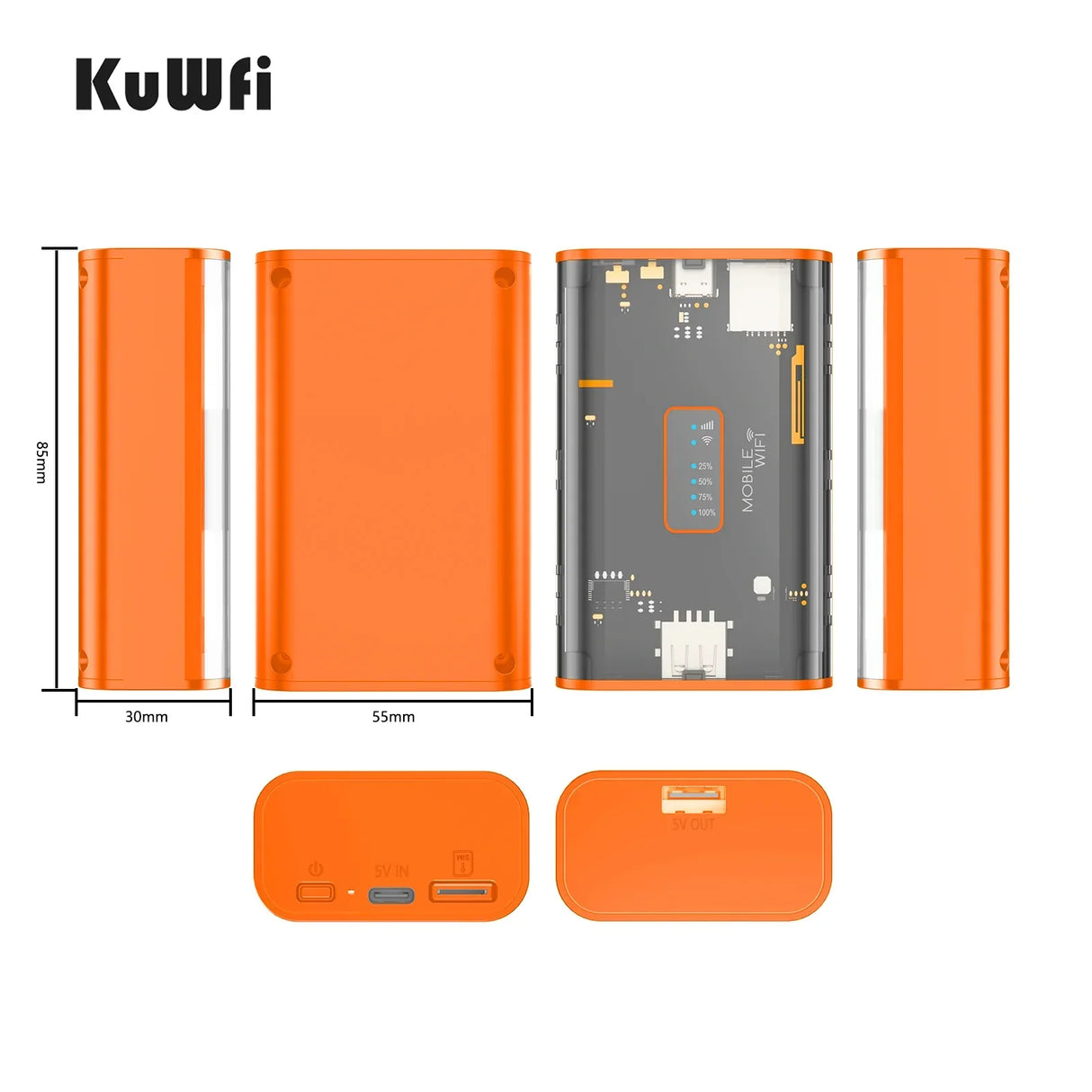 KuWFi 5200mAh 4G LTE Router Proteble Mobile Travel