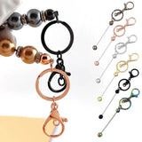 15Pcs Metal Beaded Keyring Beadable Bar Keychain Lobster