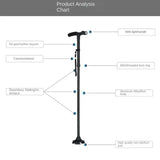 Foldable Telescopic Crutch With LED for Elderly Height