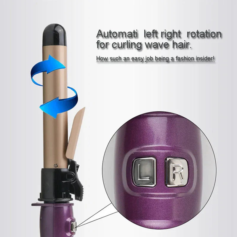 Professional Auto Rotation Electric Hair Curling Iron LCD