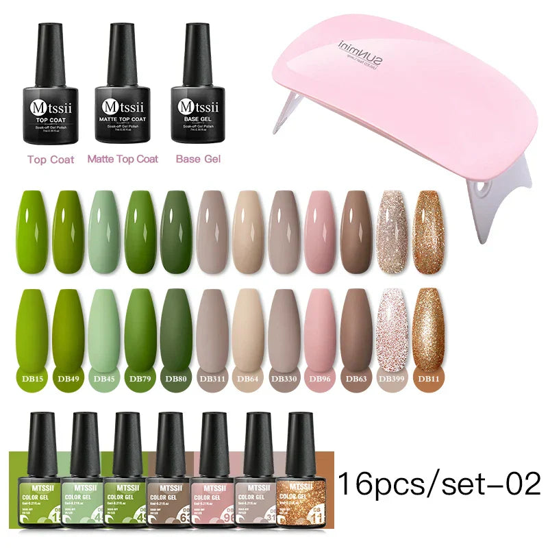 Mtssii 13/16Pcs Gel Nail Polish Set With 36W