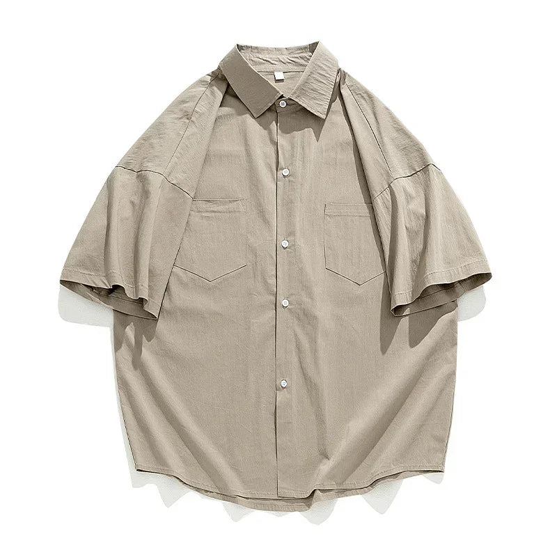 Double Pockets Shirts for Men Vintage Japan Baggy
