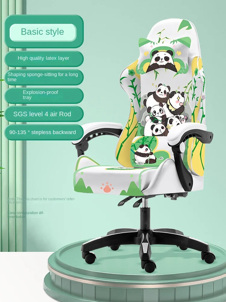 2023 Panda Gaming Chair for Girls – Adjustable Home Office Recliner