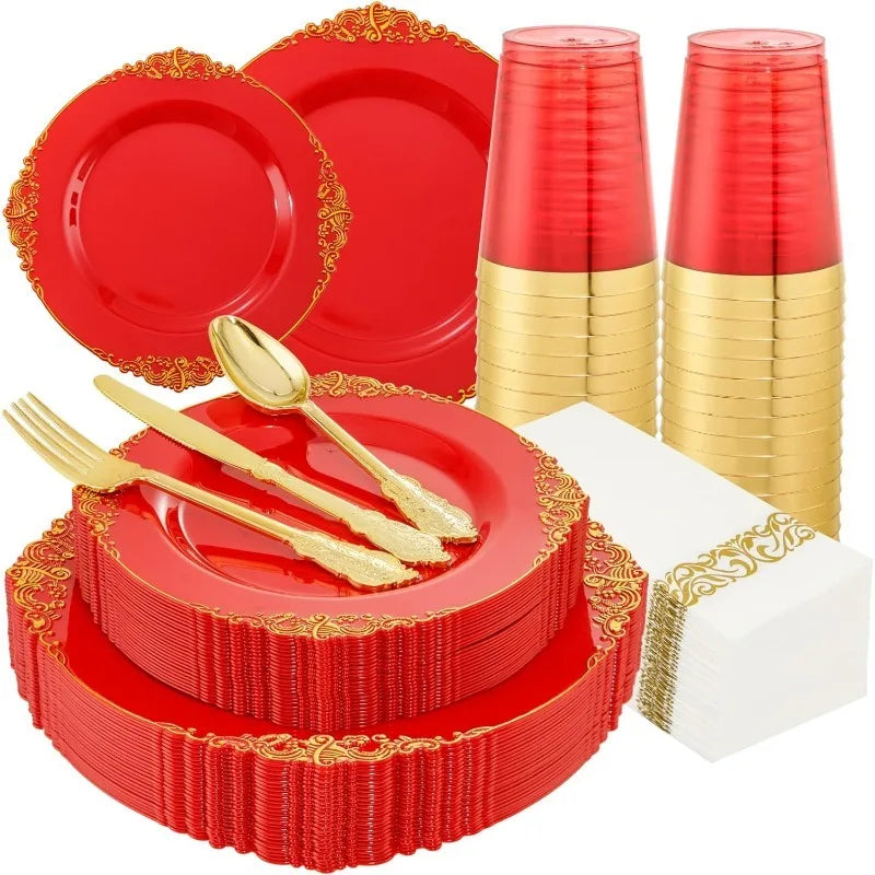 175pcs Plastic Plates- Disposable Plates include Dinner Plates,Dessert