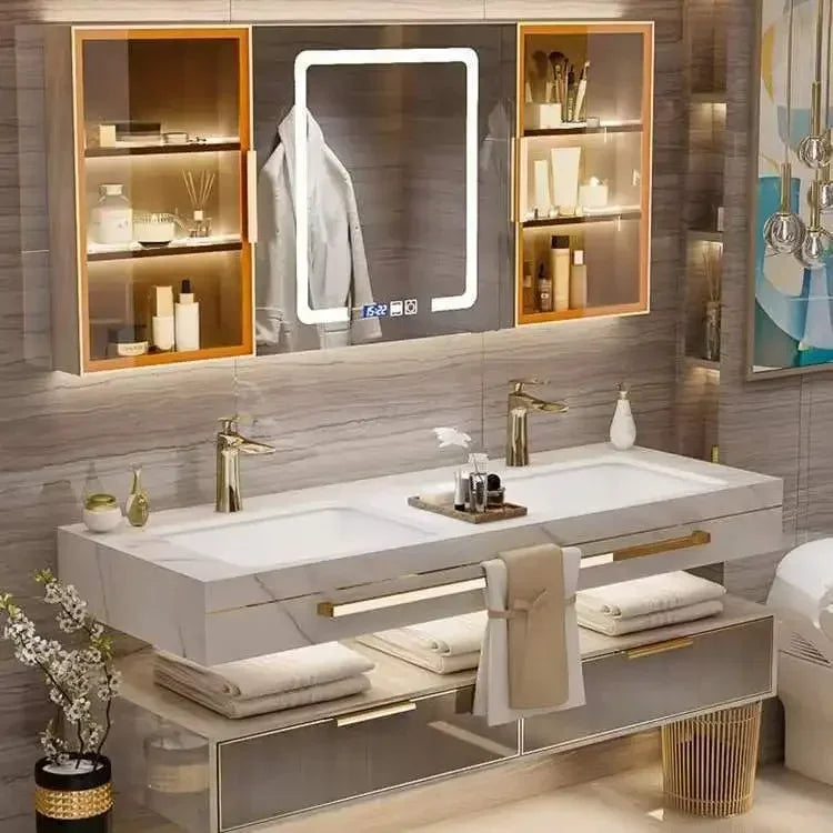 Modern Slate Bathroom Cabinet with Smart Mirror Ceramic