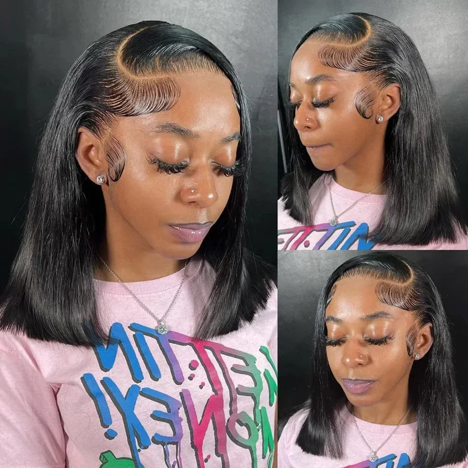 13x6 Straight Lace Frontal Bob Wig Pre Plucked