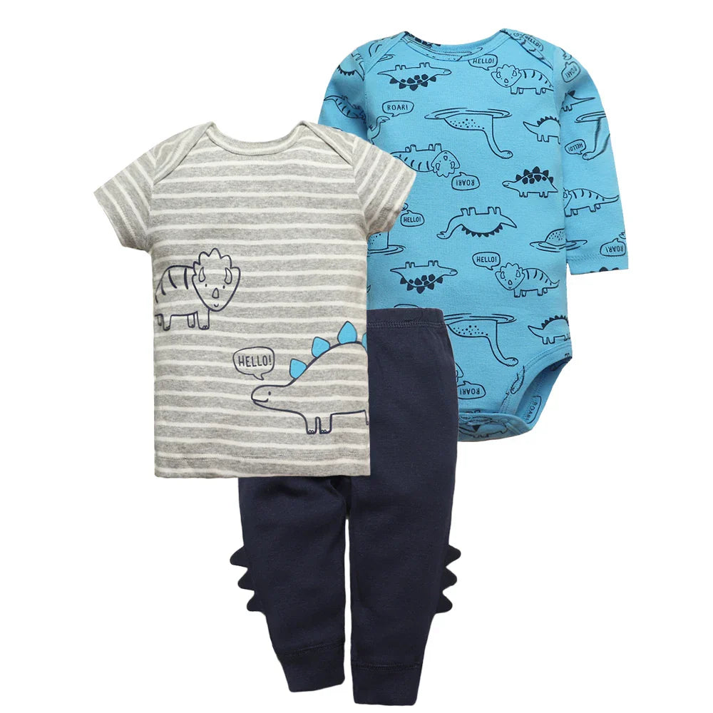 2023 Newborn Baby Clothes Set Soft Cotton Bodysuits+Pants