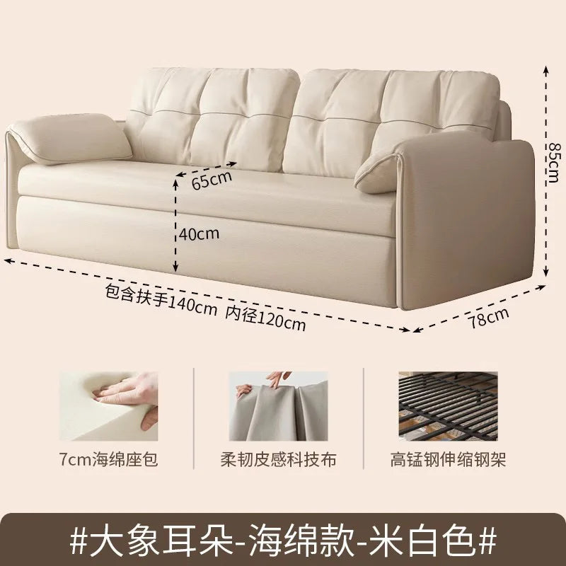 Metal Double Living Room Sofas Foldable Cream Theater