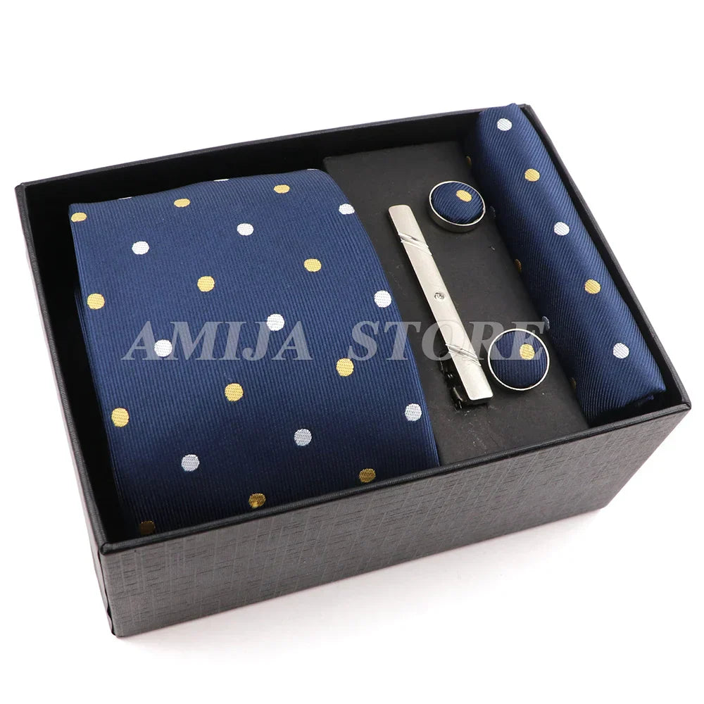 Men's Tie Gift Box With Neckties Handkerchiefs Cufflinks