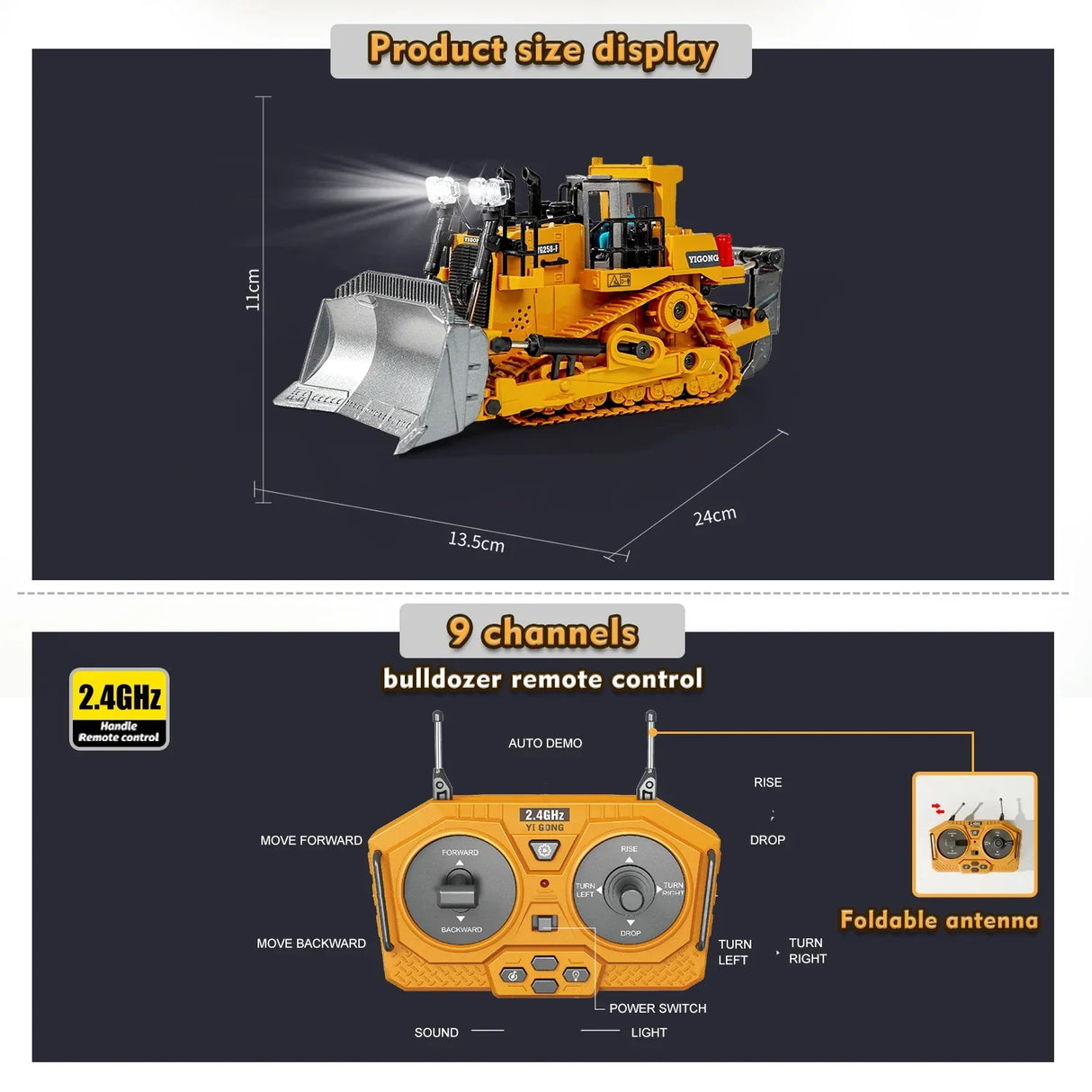 Children 2.4G Remote Control Excavator RC Model Car