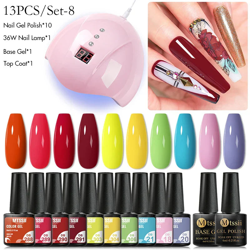 Mtssii 13/16Pcs Gel Nail Polish Set With 36W