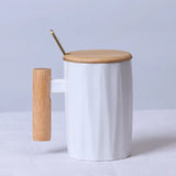 Nordic Wooden Handle Ceramic Porcelain Mug Coffee Cups