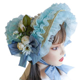 Japanese Lolita Sweet Handmade Straw Sun Hat Lace