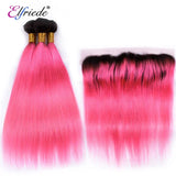 Elfriede 1BPink Straight Ombre Colored Hair Bundles with