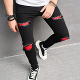 New Men Streetwear Ripped Slim Patch Stylish Jeans