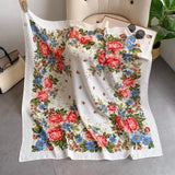 110*110cm Russian National Square Scarf Retro Floral Print