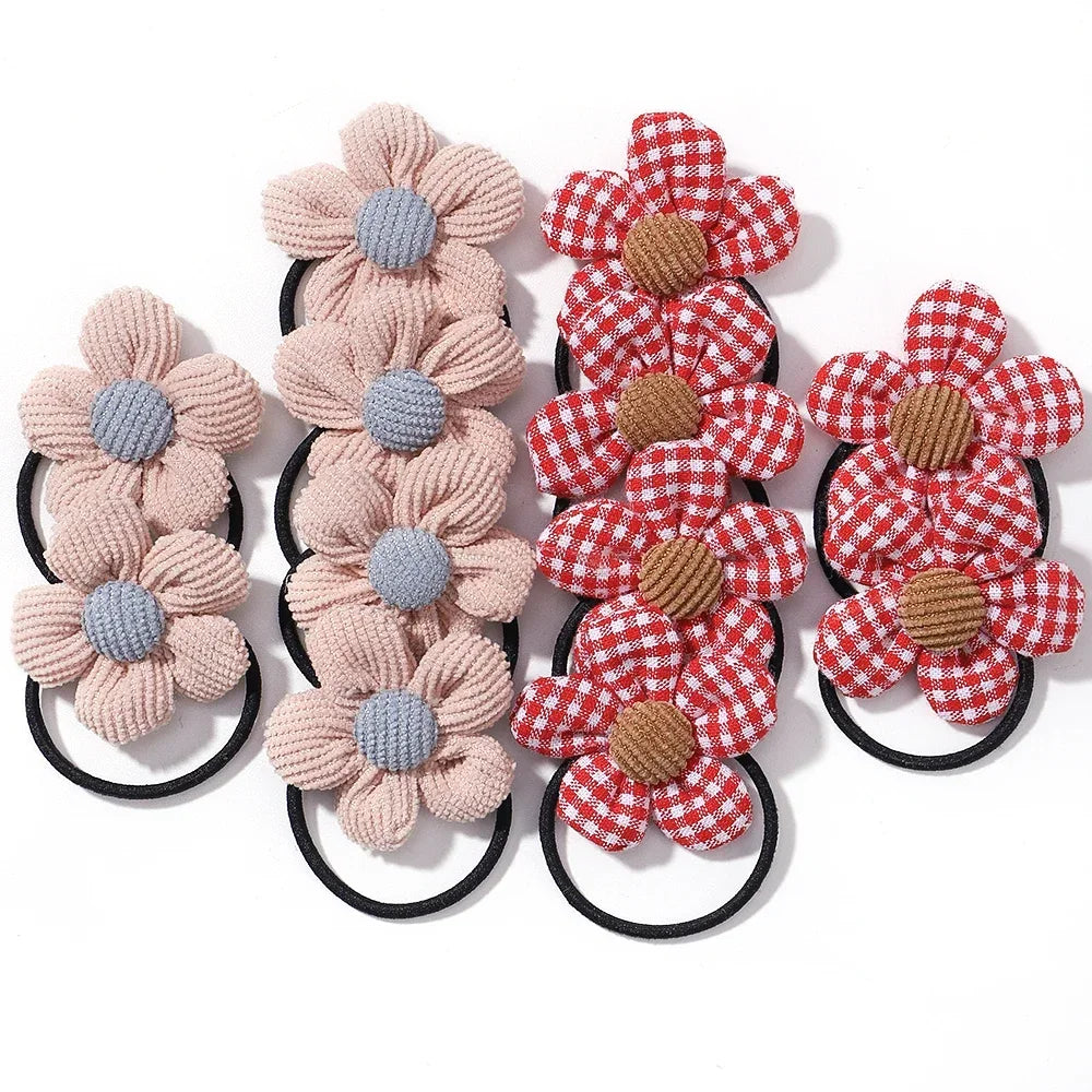 12Pcs/bag Girls Elastic Flower Hair Bands Sweet Hair