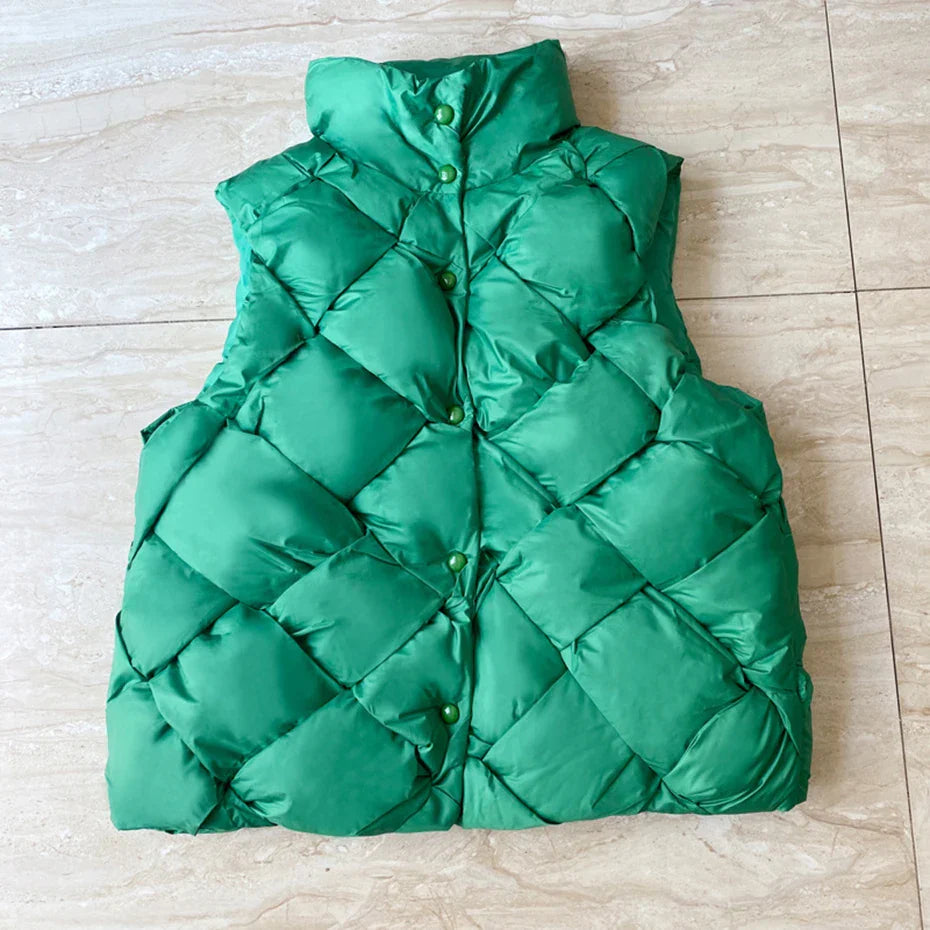 Fashion Weave Vest Men Winter Padded Vests Puffer