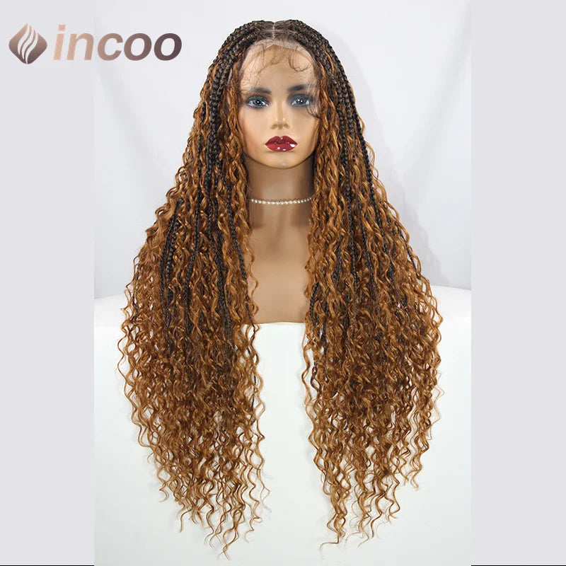 32 Inch Boho Box Braided Wigs Double Lace