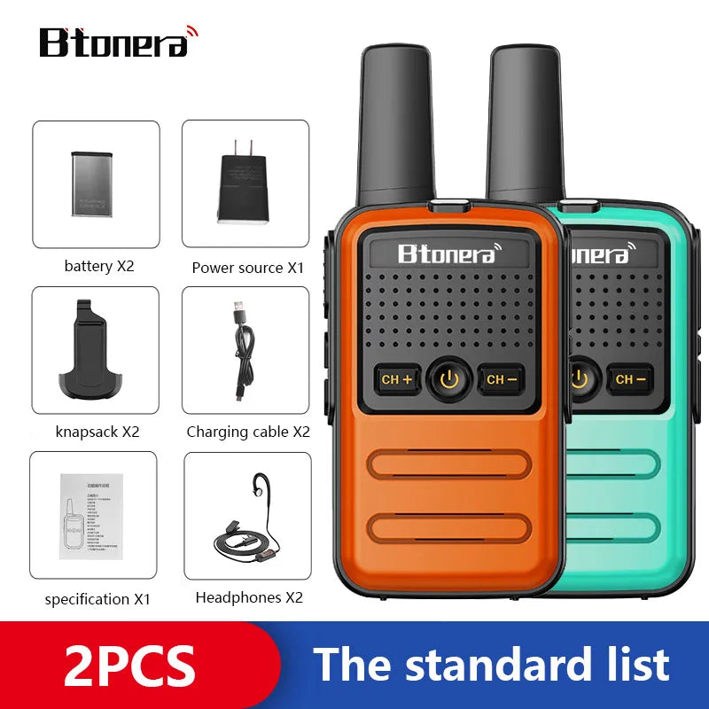 Btoera 2 Pcs Mini Walkie Talkie PMR 446