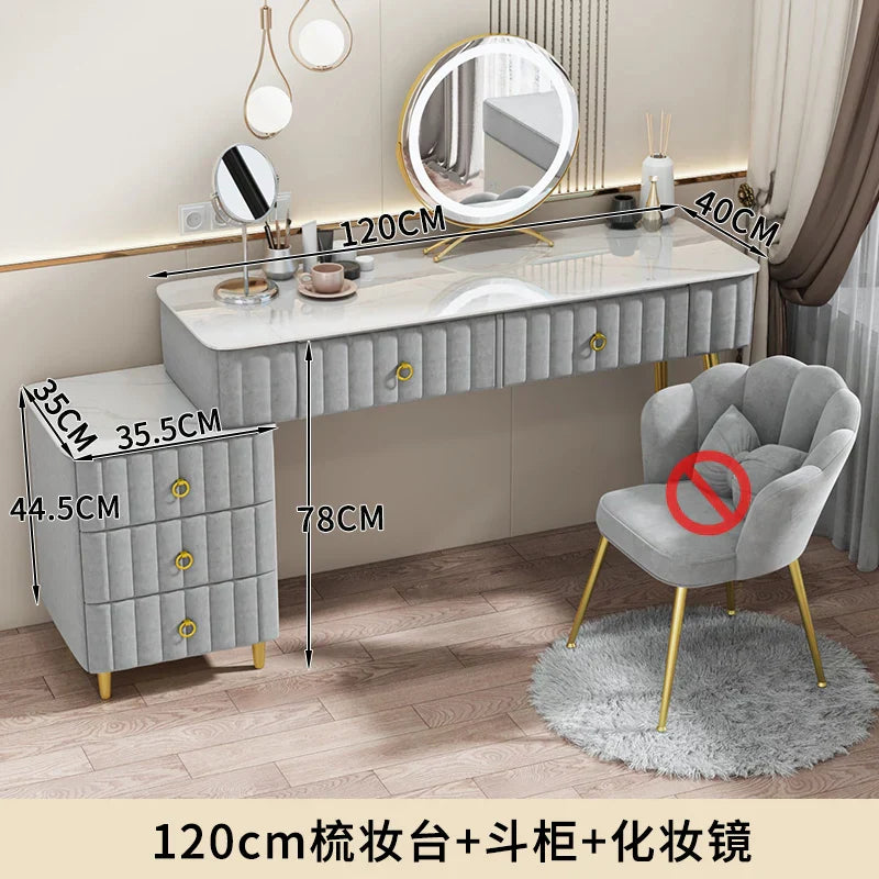 Luxury Nordic Dressing Table Mirror Chair Bedroom LED