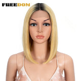 FREEDOM Straight Synthetic Lace Wigs Short Bob Ombre